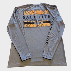Men's Salt Life SLX Long Sleeve Blue‎ Crew Neck Size Medium